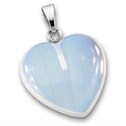 Vedhæng hjerte. Opal. 20 mm. Blåhvid